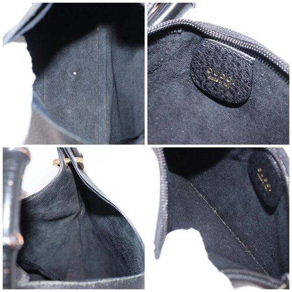 GUCCI Bamboo Shoulder Bag Leather Black Gold 001 2113 1880 Auth 147949 - Picture 15 of 16